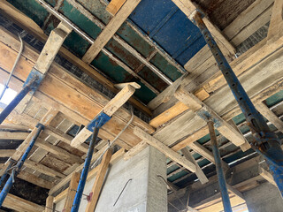 Reinforced concrete system construction, formwork details before pouring concrete