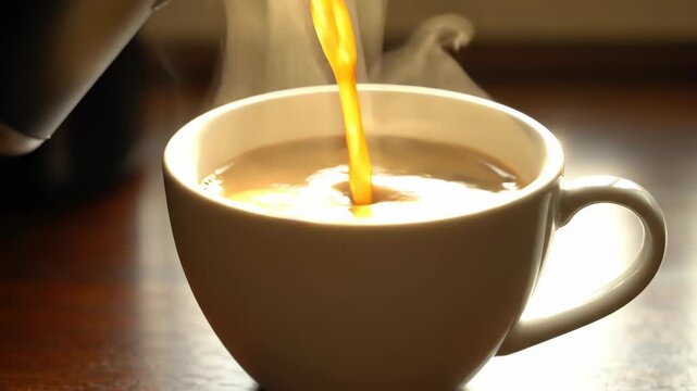 Coffee pour. Steamy