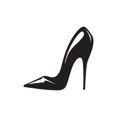 Elegant High Heel Shoe Silhouette – Stylish Stiletto Pump Icon for Fashion Logo, Boutique Branding, Footwear Symbol, or Feminine Design Illustration