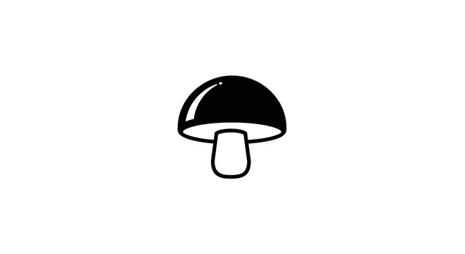 Minimalist mushroom illustration with classic curved cap and simple stem