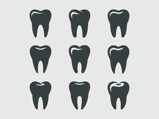 Minimalist vector grid of dental teeth icons for scalable graphic design projects silhouette vector illustration white background
