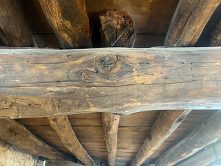 Log house support system detail, ceiling tile detail
