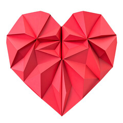 Red origami heart against transparent background geometric illustration