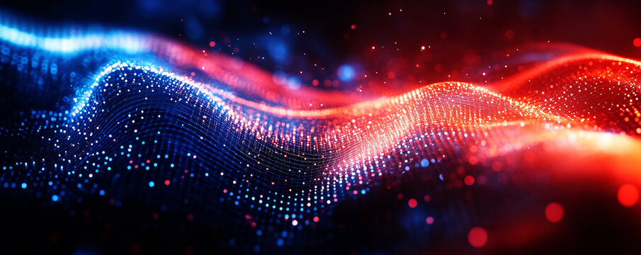 Dynamic Colorful Abstract Wave Form with Digital Particles - Powered by Adobe
