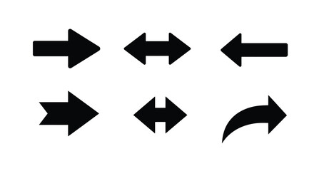 Collection of black arrow icons showing different directions and styles