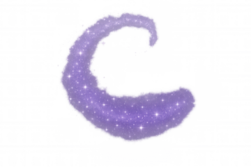 Purple glitter magic trail with sparkling dust particles, creative fantasy element on transparent background