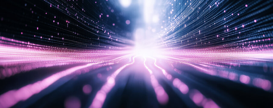 Futuristic abstract light trails and glowing digital patterns - Powered by Adobe