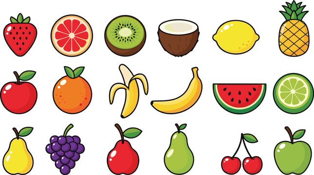 set of fruits and vegetables