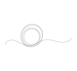 Obraz premium Continuous Line Drawing of Abstract Irregular Circles – Minimalist One Line Geometric Art, Modern Abstract Shape Vector Illustration