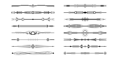 Set Black Simple Line Collection Doodle Border Elements Vector Design Style Sketch Isolated Illustration For Banner