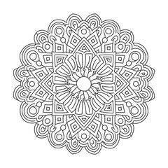 Fototapeta premium Intricate black mandala icon vector illustration scalable eps geometric pattern ornamental design silhouette vector illustration white background