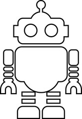Retro robot icon in line style vector of vintage androids, droids, bots, cyborgs, mechanical machines and humanoid robots.