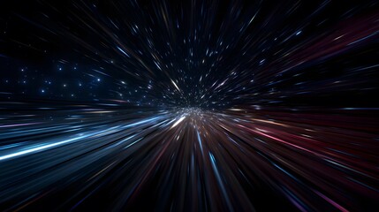 Abstract hyperspace jump background with stars and light speed effect for wallpaper and design use