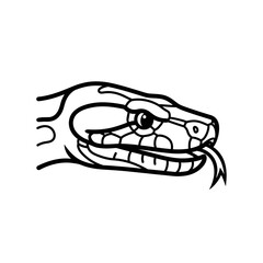 Bold line art illustration of a snake head profile with forked tongue.