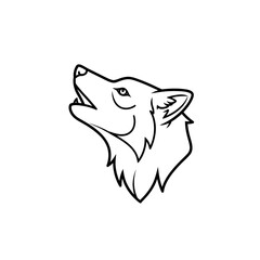 Obraz premium Howling Wolf Head Line Art Illustration.
