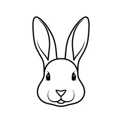 Obraz premium Simple black and white line art of a cute rabbit face.