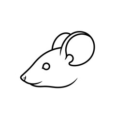 Simple black and white illustration of a mouse head profile.