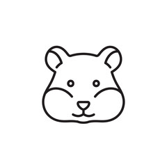 Naklejka premium Cute Hamster Face Line Art Icon.