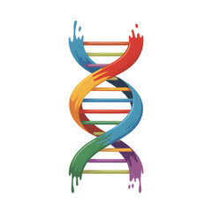 A vibrant DNA strand depicted as flowing paint symbolizing genetic diversity and creative science on