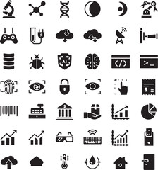 Niche Flat Icons for Technology, Travel, and Everyday Tools — Clean Vector Design on Transparent Background