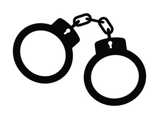 Handcuffs vector illustration scalable eps icon for law enforcement and security concepts silhouette vector illustration white background