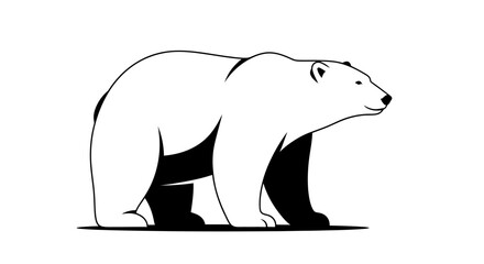 Fototapeta premium Polar bear illustration in black and white, a majestic animal.