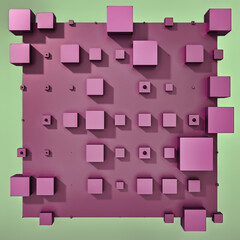 A clean and professional 3D background featuring colorful cubes arranged in a balanced geometric grid on a contrasting color surface.
