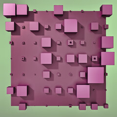 A clean and professional 3D background featuring colorful cubes arranged in a balanced geometric grid on a contrasting color surface.