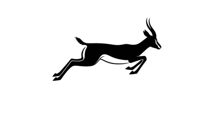 Obraz premium Dynamic black silhouette of a leaping impala antelope.