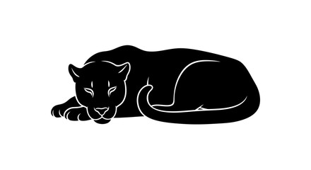 Fototapeta premium Resting Black Panther Silhouette - A Symbol of Power and Grace.