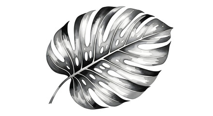 Monstera Leaf Black And White