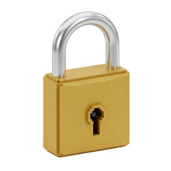 Golden voxel art padlock symbolizing security pixel art and protection