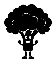 Vector art of happy broccoli character with arms and legs