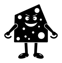 Vector art of evil cheese character with holes and arms