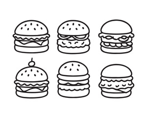 Delicious outline burger, simple graphic for food concepts