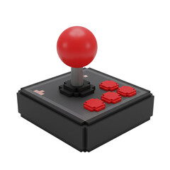 Classic voxel art arcade joystick representing retro gaming and control