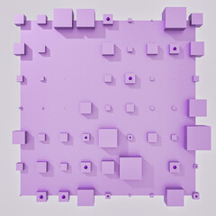 A clean and professional 3D background featuring colorful cubes arranged in a balanced geometric grid on a contrasting color surface.