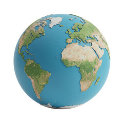 Planet Earth 3D Model with Visible Continents and Blue Oceans