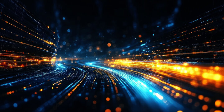 Futuristic digital light trails showcasing high - tech connectivity - Powered by Adobe