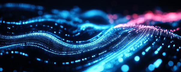 Dynamic Digital Waves with Blue and Pink Colors