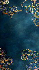 Celestial Gold Cloud: A stunning graphic featuring elegant gold clouds against a deep blue backdrop, offering a sense of wonder and timeless beauty.