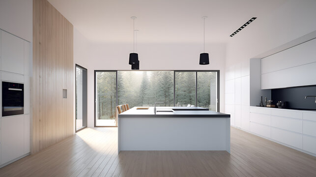 classic and at the same time modern kitchen style with custom-made furniture and light