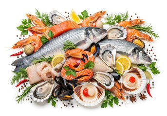 Raw Seafood Platter: Sea Bass, Salmon, Oysters, Prawns, Scallops, Mussels, and Crab

