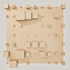 A clean and professional 3D background featuring colorful cubes arranged in a balanced geometric grid on a contrasting color surface.