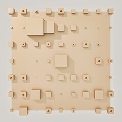 A clean and professional 3D background featuring colorful cubes arranged in a balanced geometric grid on a contrasting color surface.