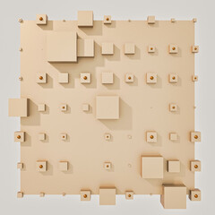 A clean and professional 3D background featuring colorful cubes arranged in a balanced geometric grid on a contrasting color surface.