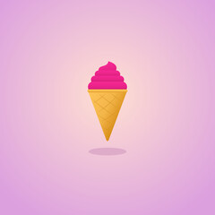 Illustration vector graphic of ice cream cone isolated on purple.