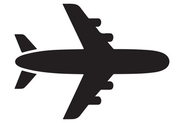 Obraz premium Airplane silhouette simple travel and aviation icon illustration 