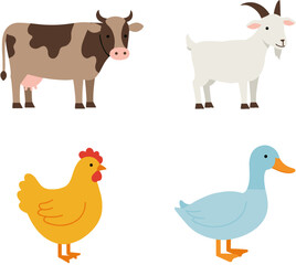 set of farm animals vector