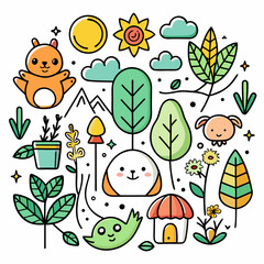 set of funny cartoon animals